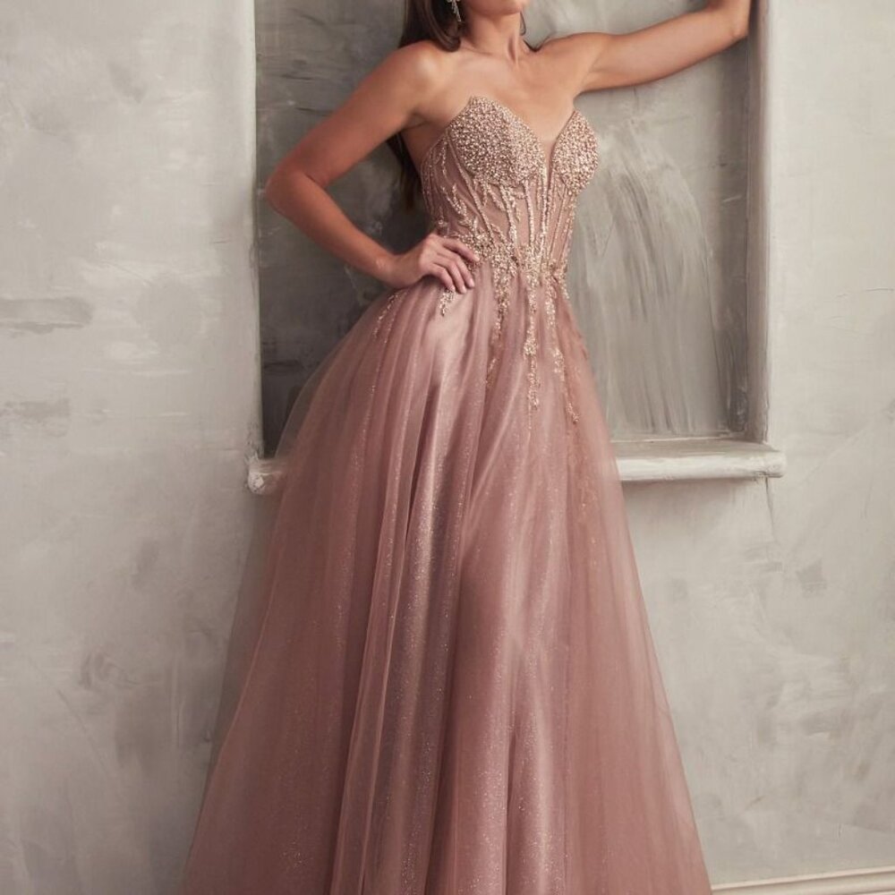 COPY - Strapless tulle ball gown. Formal prom party wedding guest dress.blue,re… - Picture 2 of 9